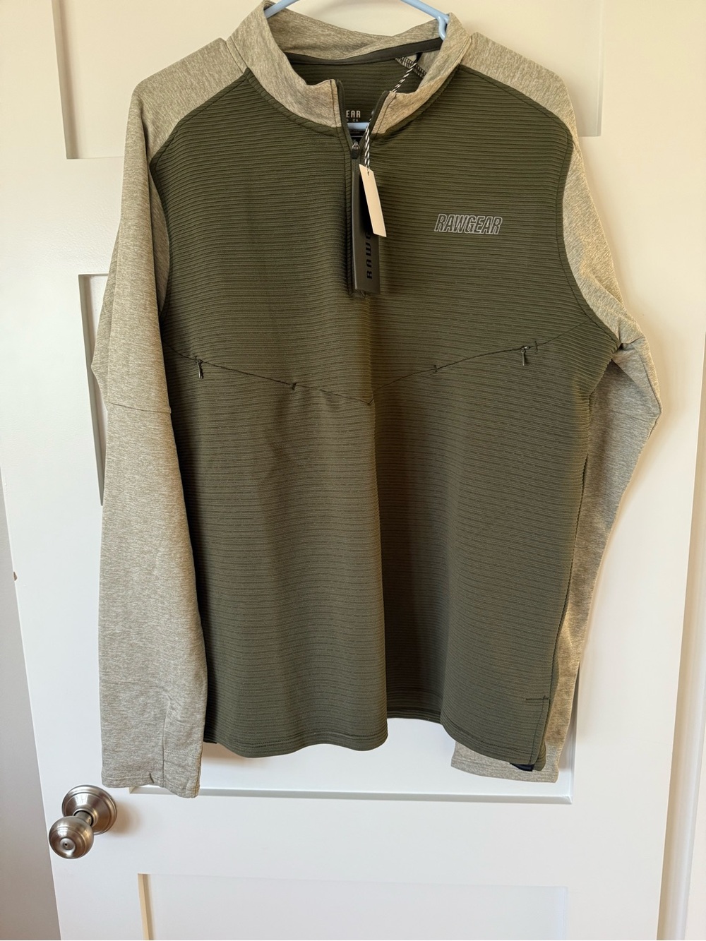 Rawgear Men's Olive Green and Light Gray Quarter-Zip Pullover